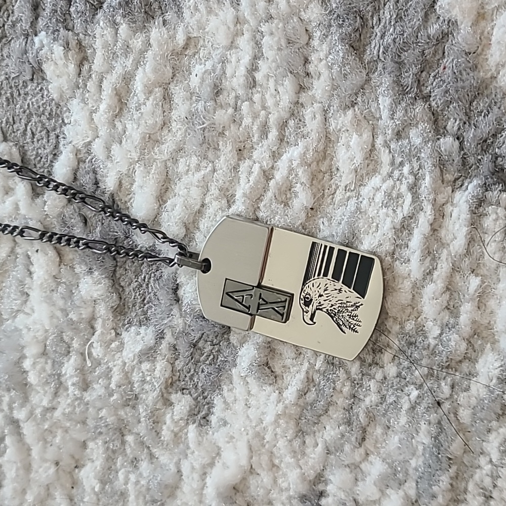 Armani Exchange Eagle Dog Tag Chain Necklace